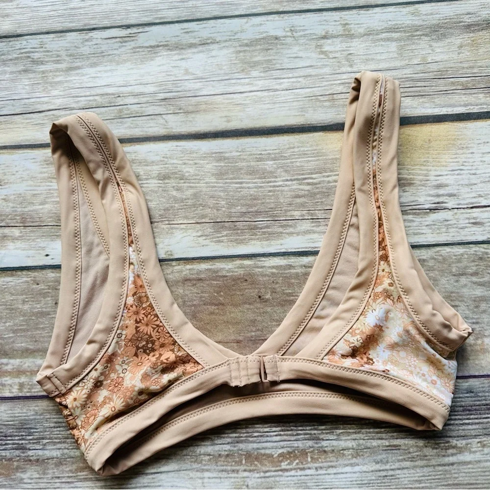 Aerie Scoop Bikini Swim Top Fan Floral S